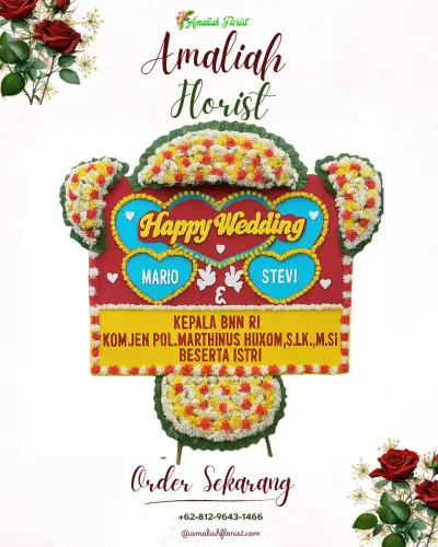 Karangan Papan Bunga Pernikahan di Wanakarsa